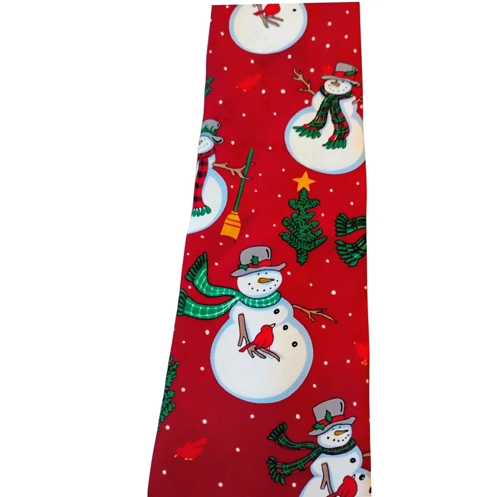 VTG Hallmark Mens Snowman Christmas Tie Red Holiday Novelty SpecialTies USA Made